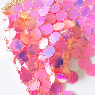 Metal chain glitter v neck hollow out cami cut out top