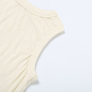 Crewneck irregular hollow out sleeveless solid cut out top