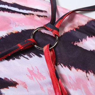 Cowl neck o ring self tie gradient print cami maxi dress