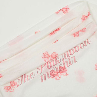 Long sleeve bowknot print ruffle off shoulder top