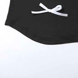 Crewneck bowknot applique contrast top