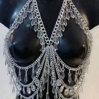 Crystal pendant metal chain hollow out cut out top