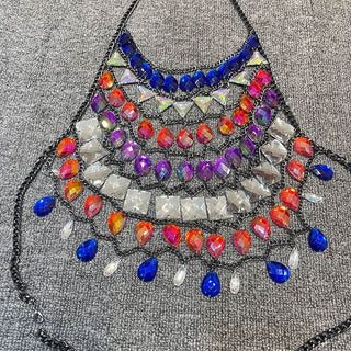 Halter crystal hollow out metal chain cut out top