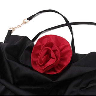 Cross back flower applique self tie mini dress