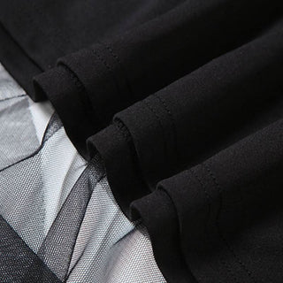 Halter hollow out ruffle mesh backless cut out mini dress