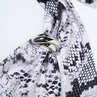 Halter self tie cowl neck print mini skirt set