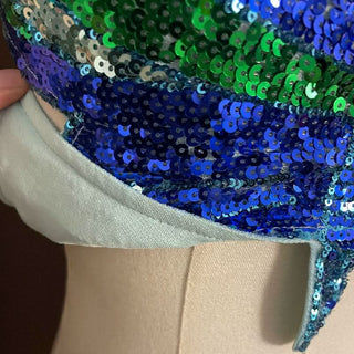 Halter glitter v neck butterfly pattern self tie crop top