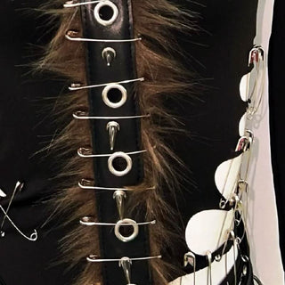 Long sleeve fluffy hollow out rivet applique cut out top