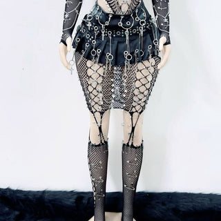 Skull fishnet hollow out tank cut out top