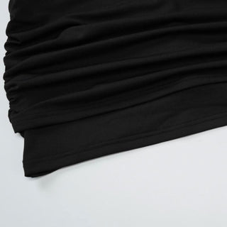 High neck long sleeve ruched hollow out cut out mini dress