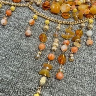 Metal chain hollow out halter beaded cami cut out top