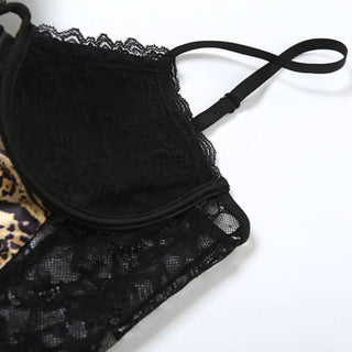 Lace hem leopard print v neck button cami mini dress