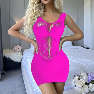 U neck cross back net mini dress