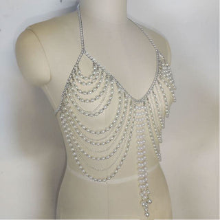 Halter hollow out beaded crop cut out top