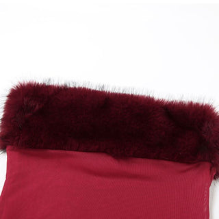 Fluffy patchwork mesh backless tube maxi dress