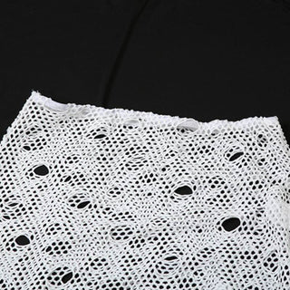 Hollow out one shoulder irregular long sleeve pant set