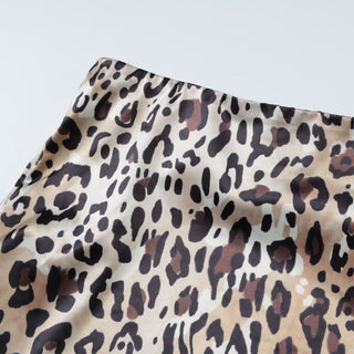 Halter self tie leopard print v neck mini skirt set