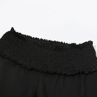 Long sleeve hollow out off shoulder smocked pant set