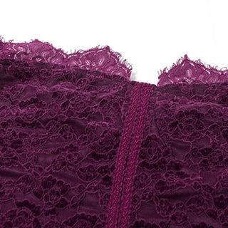 Lace hem slit backless solid tube top