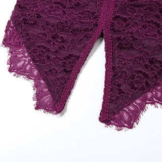 Lace hem slit backless solid tube top