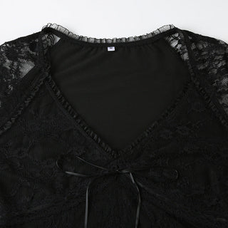 Lace splicing V-neck top
