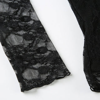 Lace splicing V-neck top