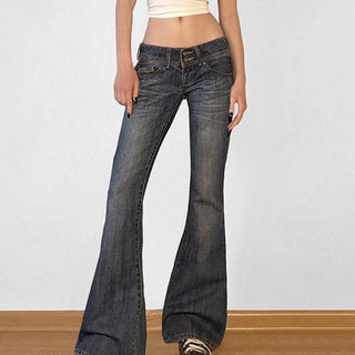Washed low waist flared jeans