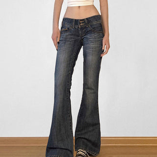 Washed low waist flared jeans