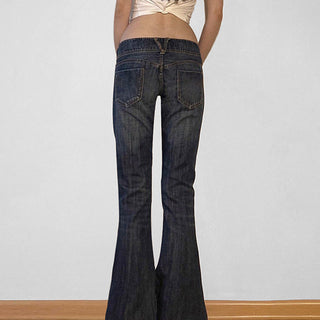 Washed low waist flared jeans