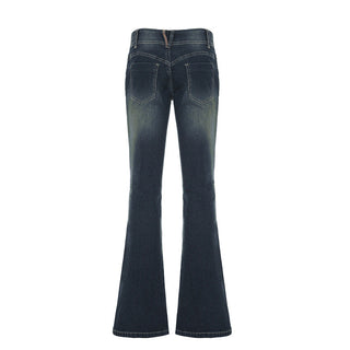 Washed low waist flared jeans