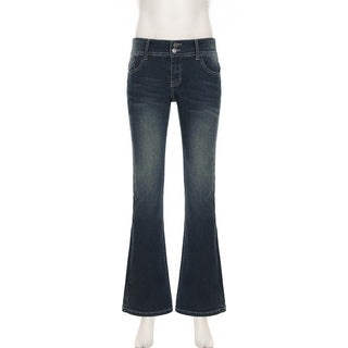 Washed low waist flared jeans