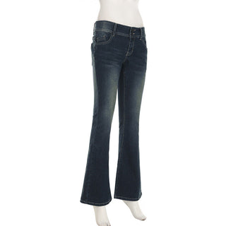 Washed low waist flared jeans