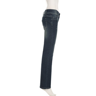 Washed low waist flared jeans