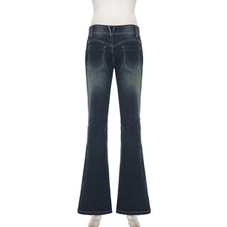 Washed low waist flared jeans