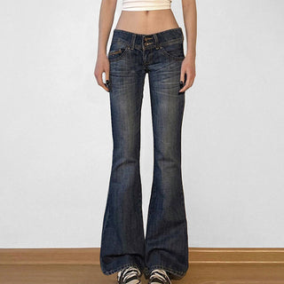 Washed low waist flared jeans