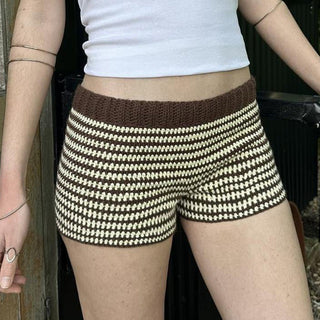 Striped woolen shorts