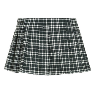 Plaid A-line pleated skirt
