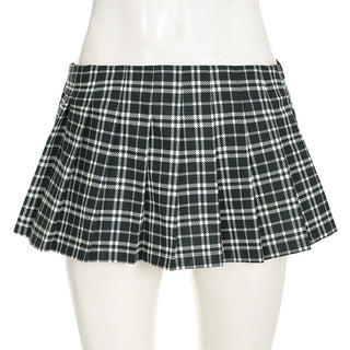 Plaid A-line pleated skirt