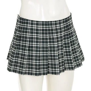 Plaid A-line pleated skirt