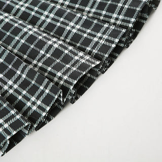 Plaid A-line pleated skirt