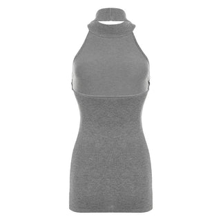 Halter neck backless high collar knitted vest