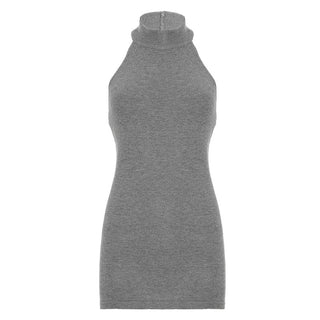 Halter neck backless high collar knitted vest
