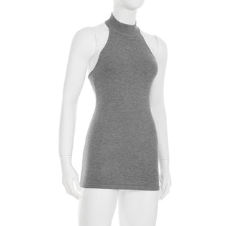 Halter neck backless high collar knitted vest