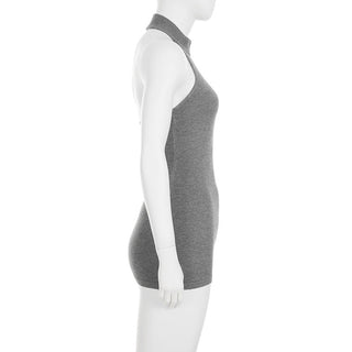 Halter neck backless high collar knitted vest