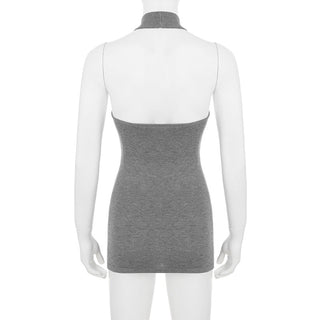 Halter neck backless high collar knitted vest