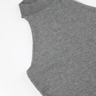 Halter neck backless high collar knitted vest