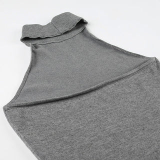 Halter neck backless high collar knitted vest
