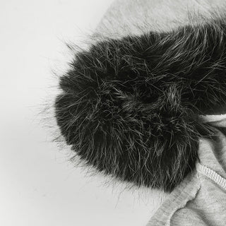 Asymmetric fur hooded zipper
