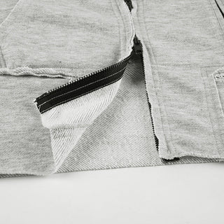 Asymmetric fur hooded zipper