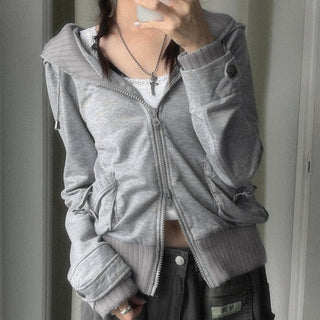 Striped stitching hooded sweater